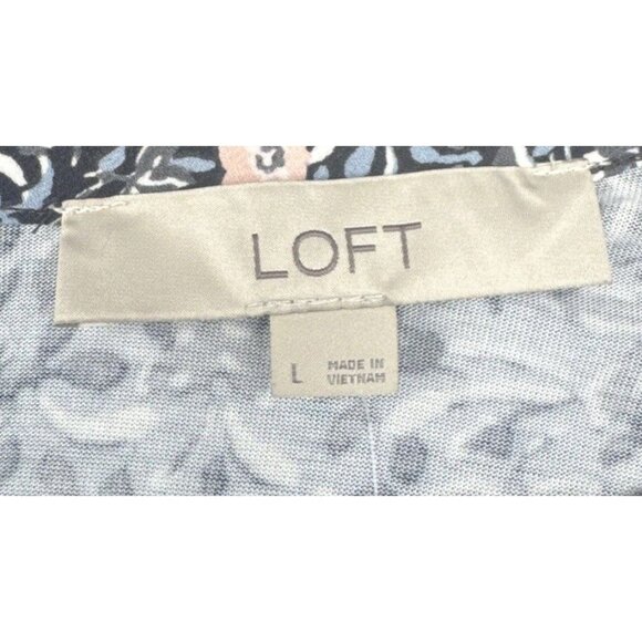 LOFT Women’s Floral Bell Sleeve Ruffle Round Neck Casual Blouse Top Sz L NEW - Picture 8 of 12